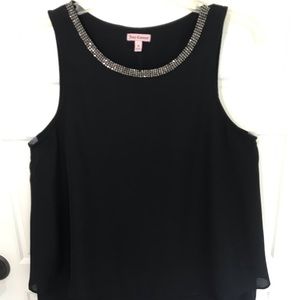 Juicy Couture Black Top  Sequined Neckline Size M